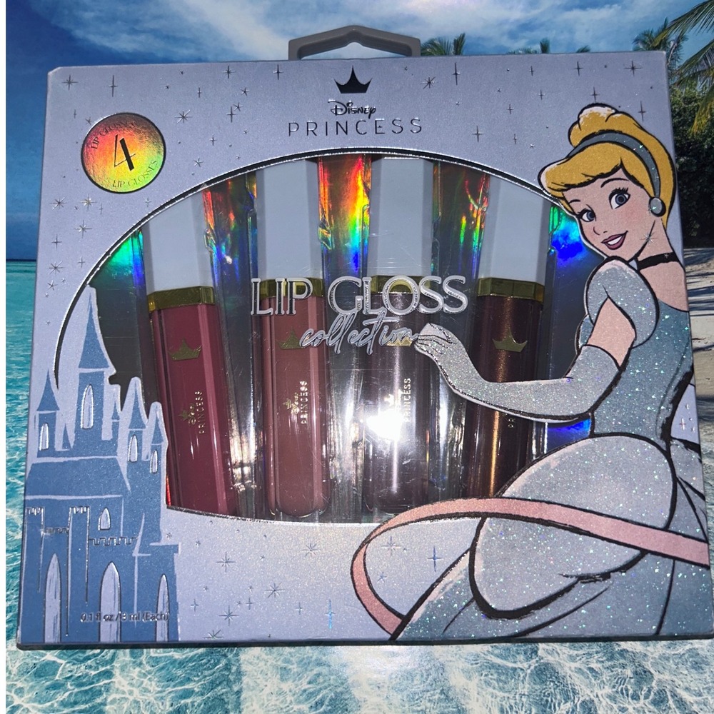 Disney Princess Lip Gloss Collection 4 Colors Cinderella Makeup Set